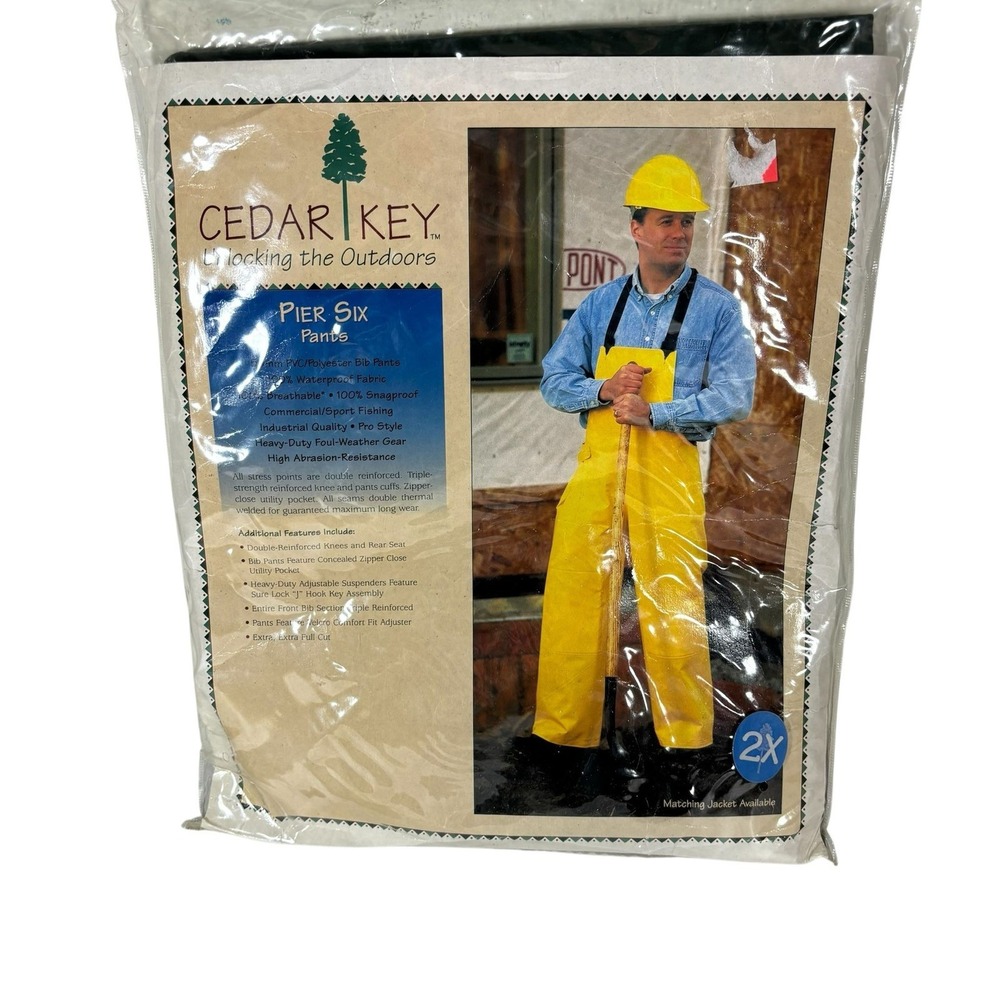 🆕 Cedar‎ Key Pier Six 2X Waterproof 50MM BIB PANTS Heavy Duty - YELLOW